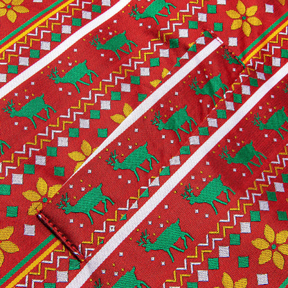 Red Orange Christmas Deer Novelty Jacquard Silk Vest Set vest set    - Sophisticated Gentlemen