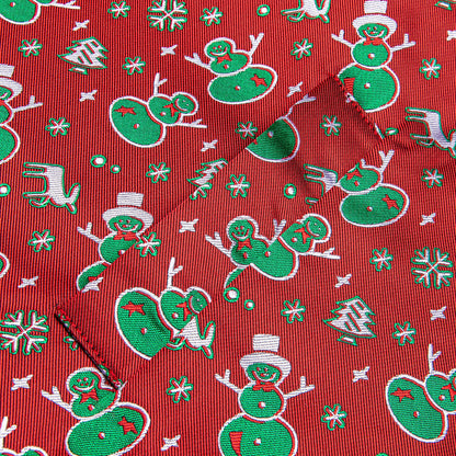 Red Green Christmas Snowman Novelty Jacquard Silk Vest Set vest set    - Sophisticated Gentlemen