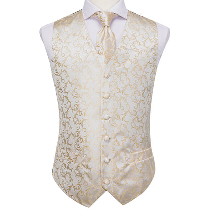 Simple Champagne Floral Vest Set vest set    - Sophisticated Gentlemen