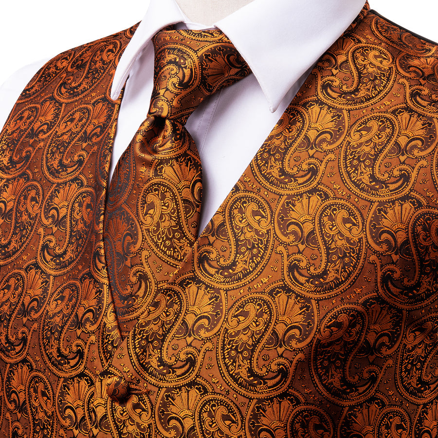 Pure Brown Paisley Vest Set vest set    - Sophisticated Gentlemen