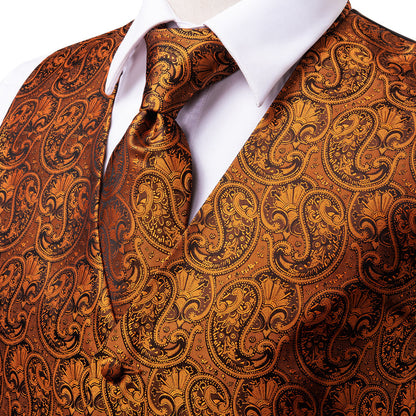 Pure Brown Paisley Vest Set vest set    - Sophisticated Gentlemen