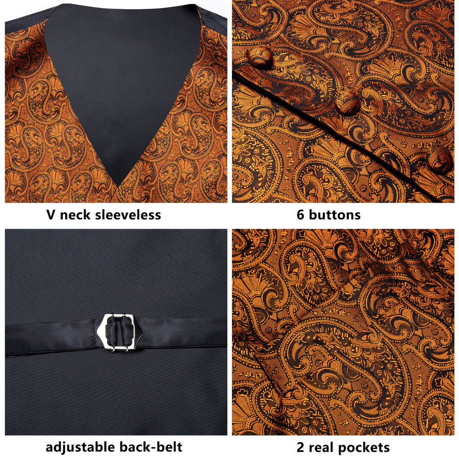 Pure Brown Paisley Vest Set vest set    - Sophisticated Gentlemen