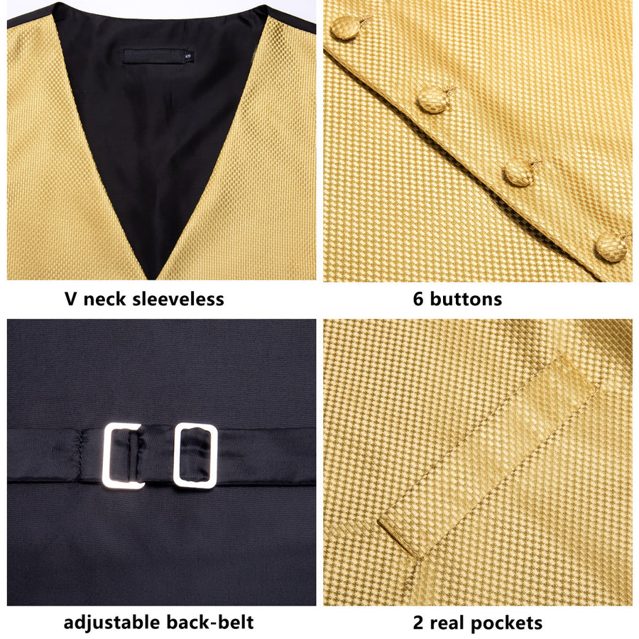Golden Plaid Jacquard Silk Vest Set vest set    - Sophisticated Gentlemen