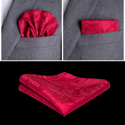 Luxury Red Paisley Silk Vest Set vest set    - Sophisticated Gentlemen