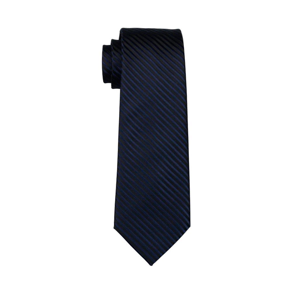 Black Blue Striped Silk Tie, Pocket Square and Cufflinks Set tie sets    - Sophisticated Gentlemen