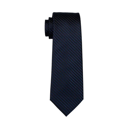Black Blue Striped Silk Tie, Pocket Square and Cufflinks Set tie sets    - Sophisticated Gentlemen