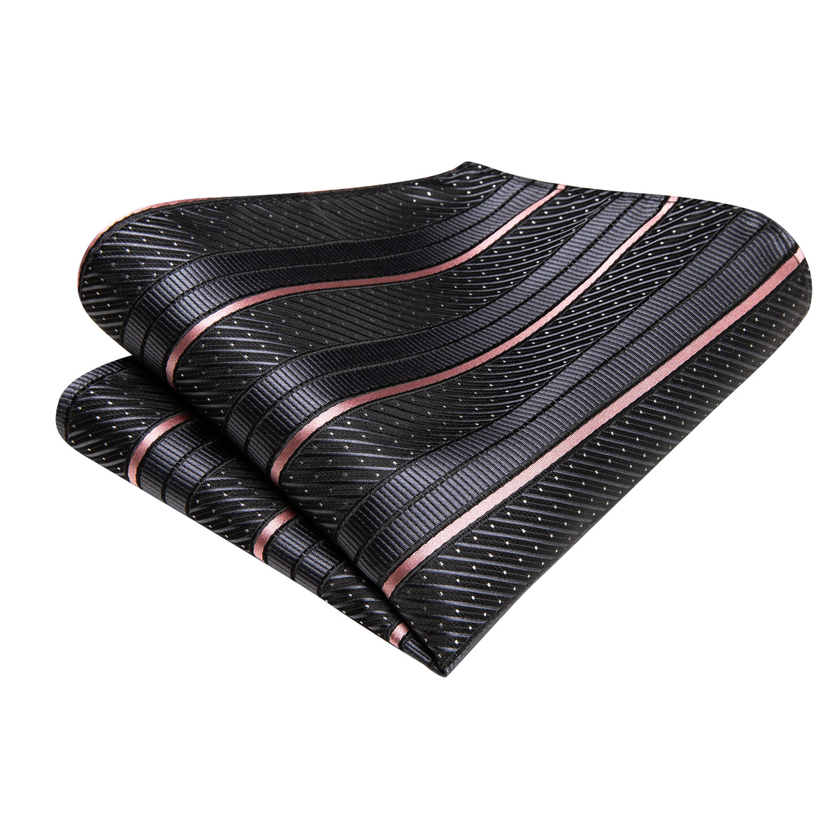 Gray and Pink Striped Silk Tie, Pocket Square and Cufflinks tie sets    - Sophisticated Gentlemen