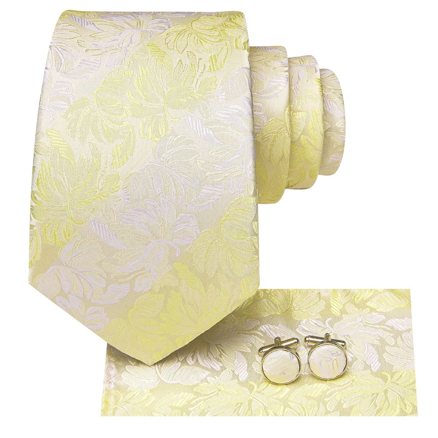 Yellow and Champagne Floral Tie Set tie sets    - Sophisticated Gentlemen