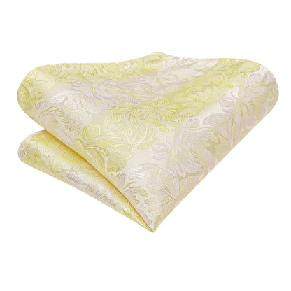 Yellow and Champagne Floral Tie Set tie sets    - Sophisticated Gentlemen