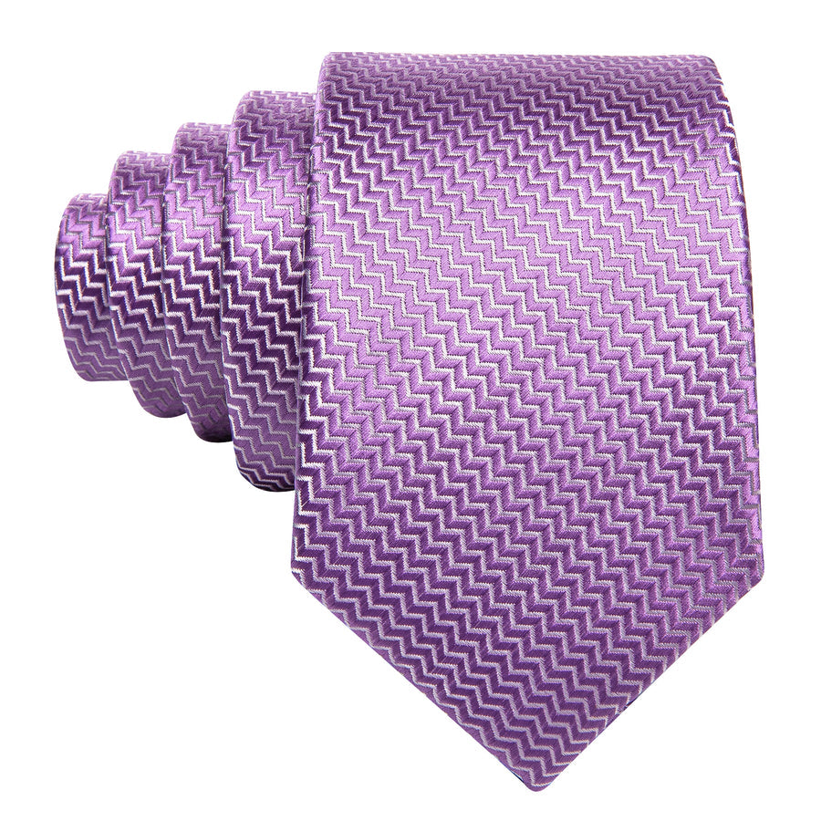 Purple Silk XL Tie, Pocket Square and Cufflinks tie sets    - Sophisticated Gentlemen