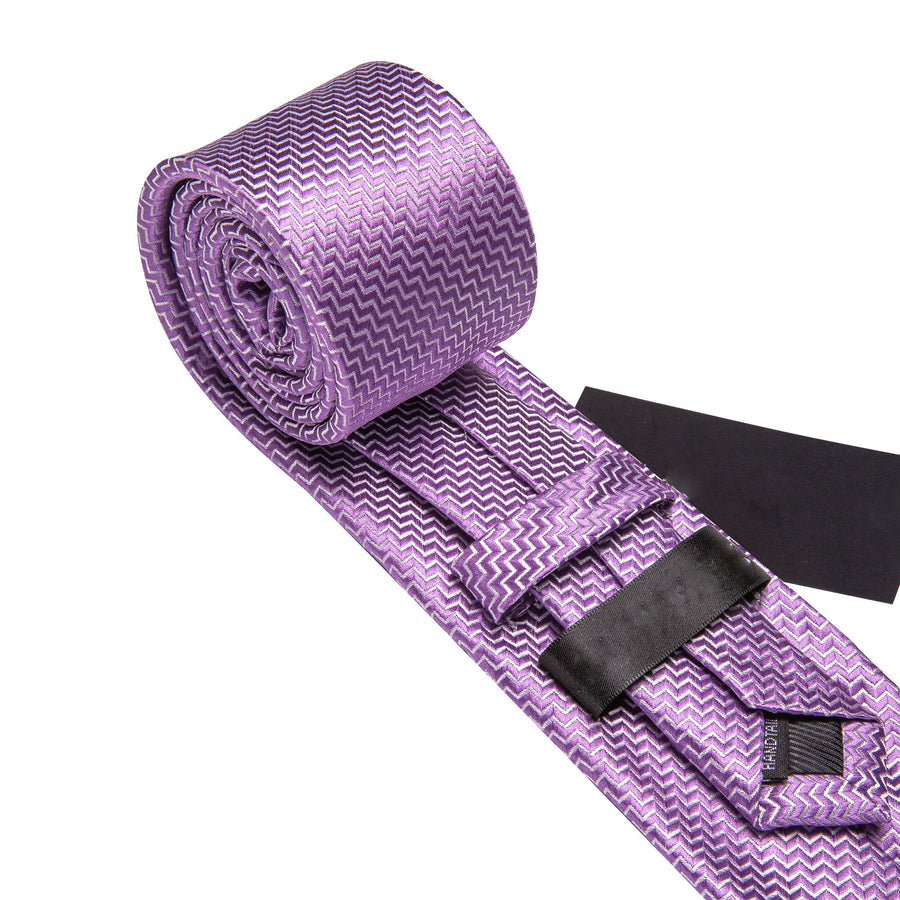 Purple Silk XL Tie, Pocket Square and Cufflinks tie sets    - Sophisticated Gentlemen