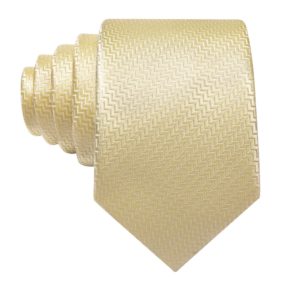 Cream Yellow Silk XL Tie, Pocket Square and Cufflinks tie sets    - Sophisticated Gentlemen
