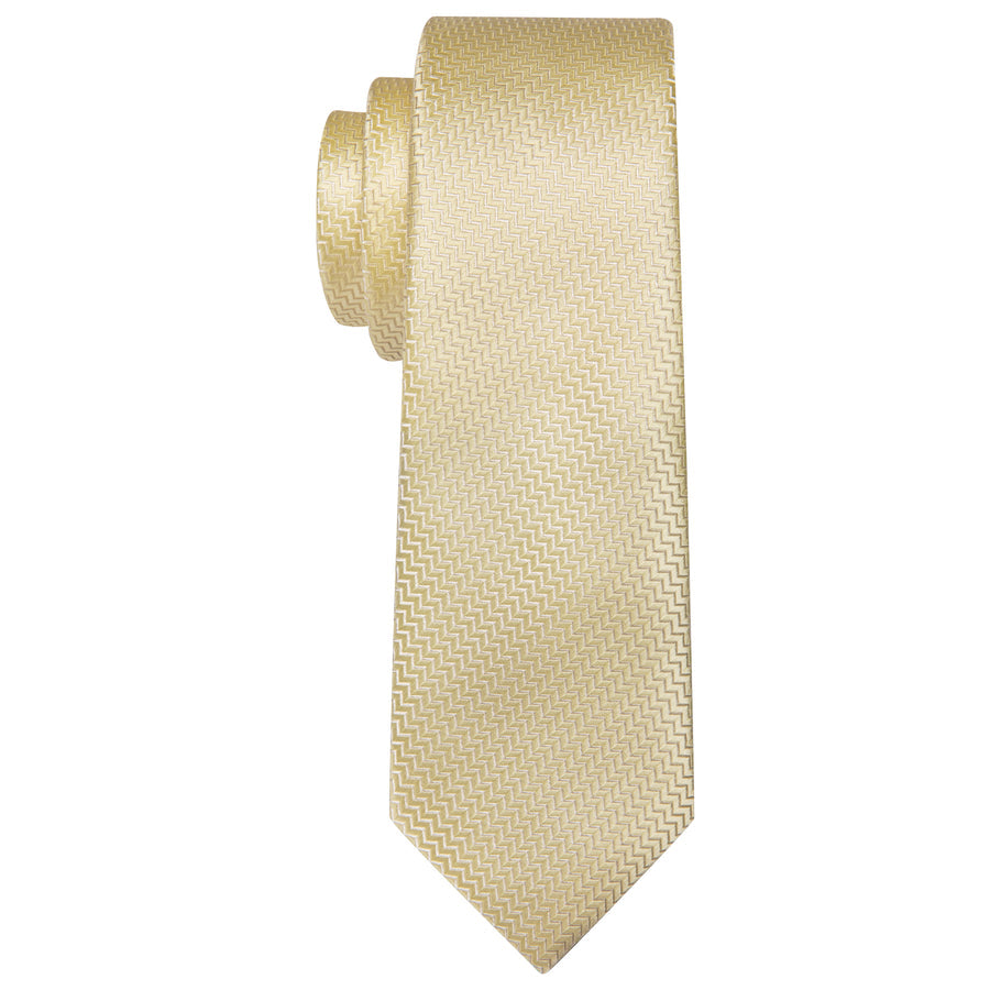 Cream Yellow Silk XL Tie, Pocket Square and Cufflinks tie sets    - Sophisticated Gentlemen