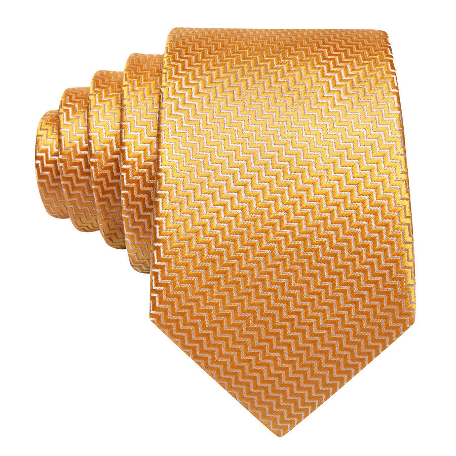 Light Orange Silk XL Tie, Pocket Square and Cufflinks tie sets    - Sophisticated Gentlemen