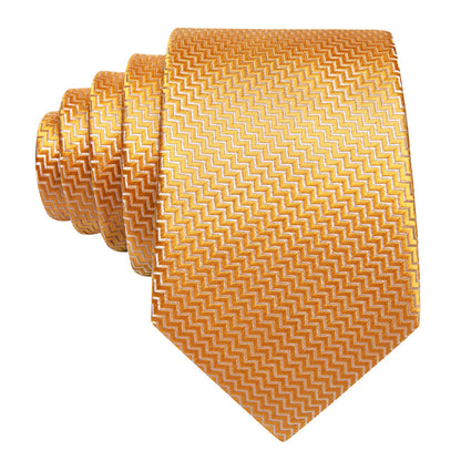 Light Orange Silk XL Tie, Pocket Square and Cufflinks tie sets    - Sophisticated Gentlemen