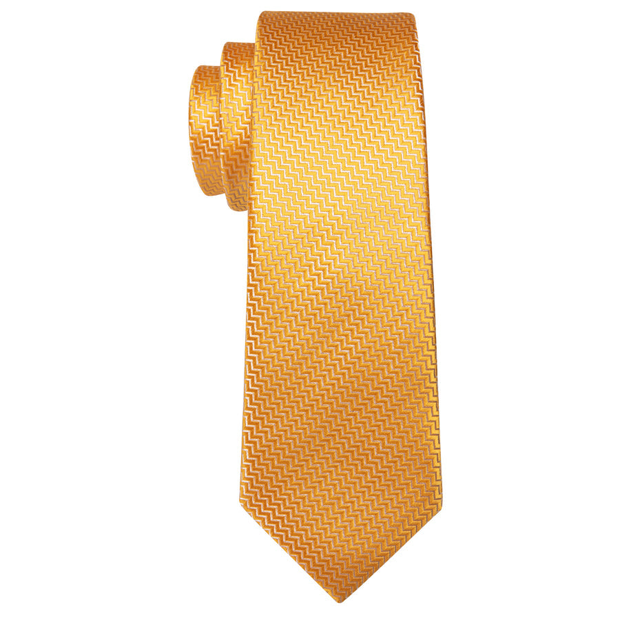 Light Orange Silk XL Tie, Pocket Square and Cufflinks tie sets    - Sophisticated Gentlemen