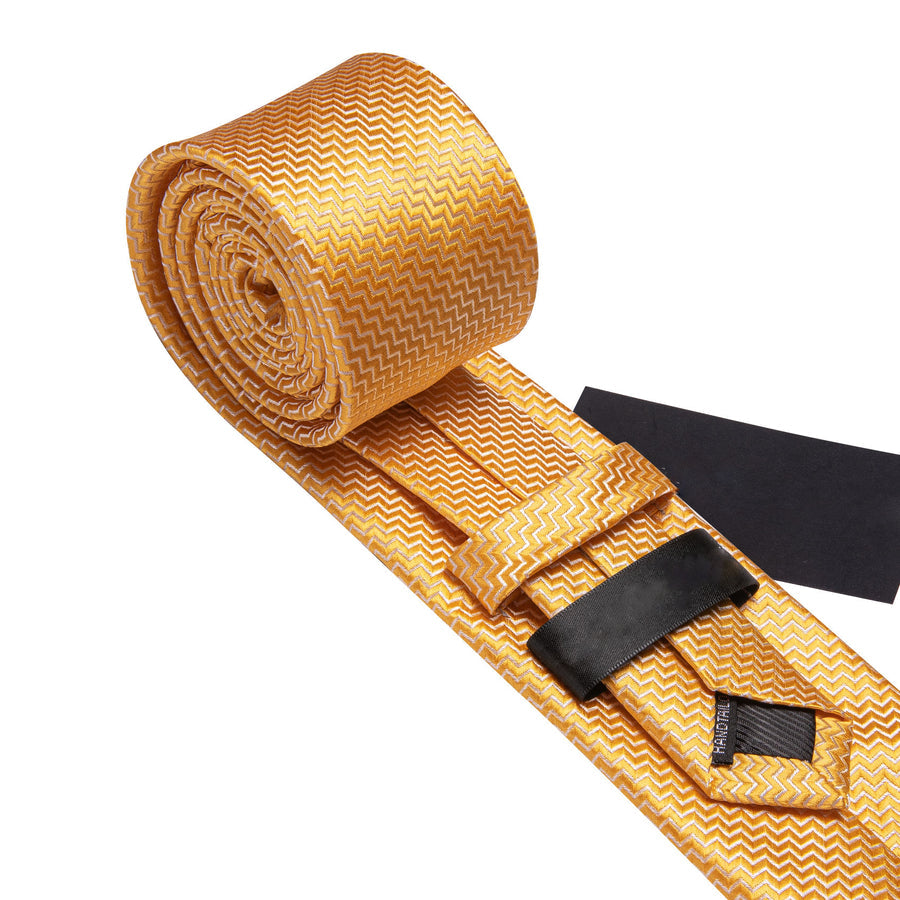 Light Orange Silk XL Tie, Pocket Square and Cufflinks tie sets    - Sophisticated Gentlemen