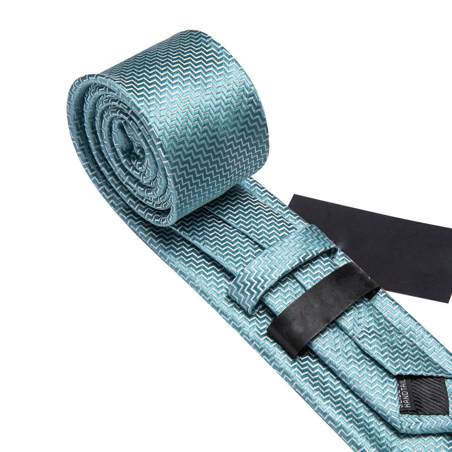 Sea Foam Blue Silk XL Tie, Pocket Square and Cufflinks tie sets    - Sophisticated Gentlemen