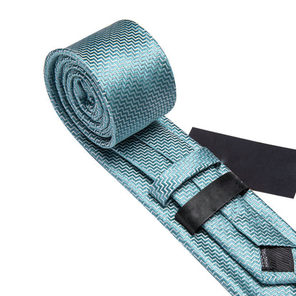 Sea Foam Blue Silk XL Tie, Pocket Square and Cufflinks tie sets    - Sophisticated Gentlemen
