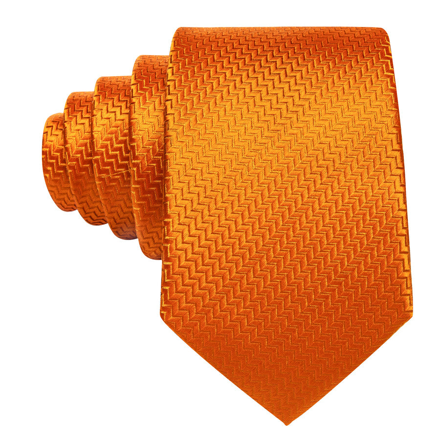 Orange Ornament XL Tie, Pocket Square and Cufflinks tie sets    - Sophisticated Gentlemen