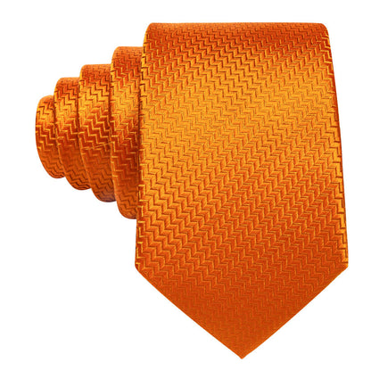 Orange Ornament XL Tie, Pocket Square and Cufflinks tie sets    - Sophisticated Gentlemen