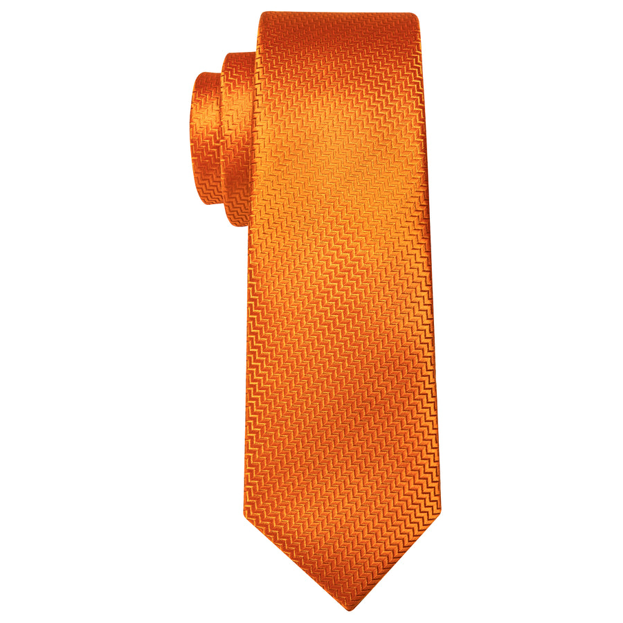 Orange Ornament XL Tie, Pocket Square and Cufflinks tie sets    - Sophisticated Gentlemen