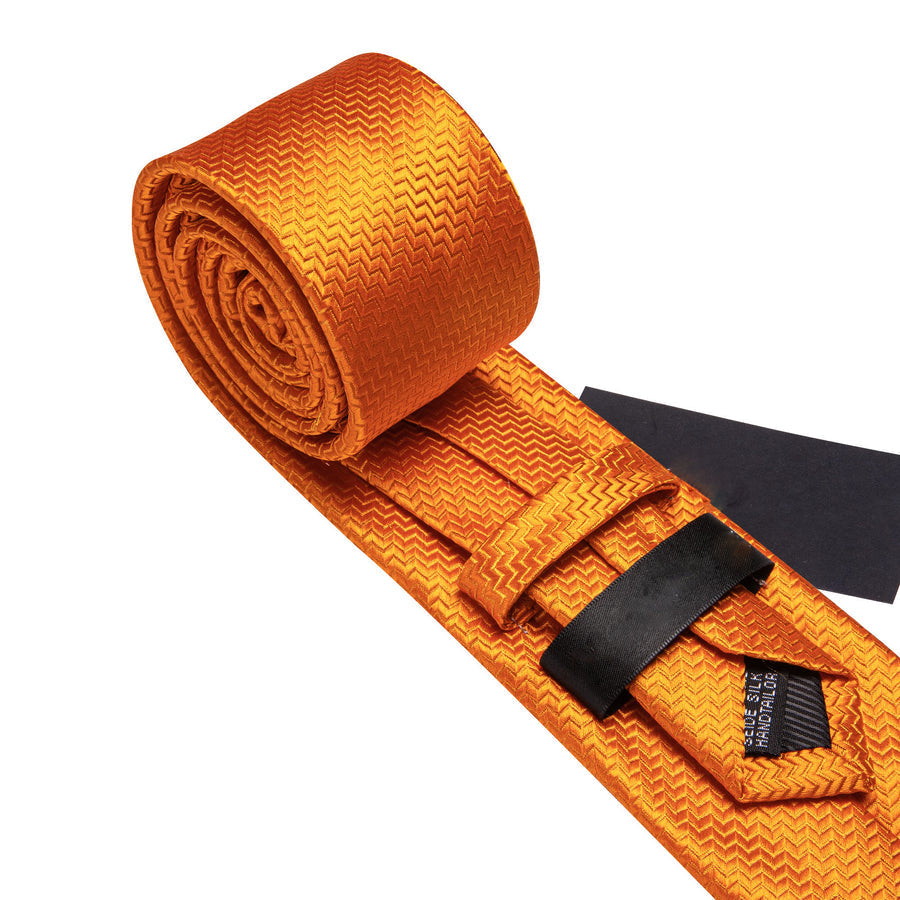 Orange Ornament XL Tie, Pocket Square and Cufflinks tie sets    - Sophisticated Gentlemen