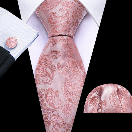 Coral Paisley XL Tie, Pocket Square and Cufflinks tie sets    - Sophisticated Gentlemen