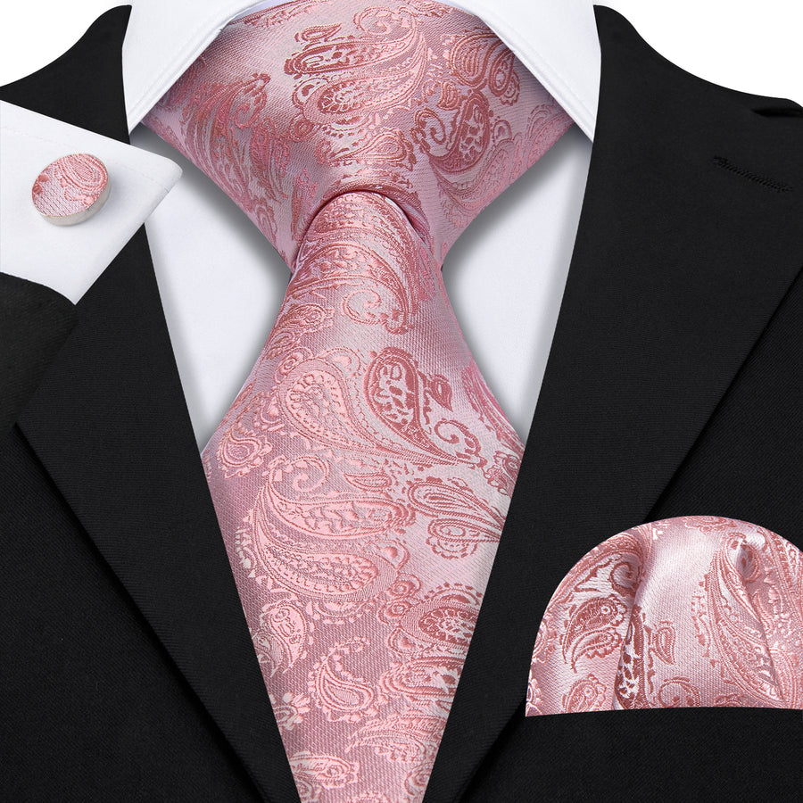 Coral Paisley XL Tie, Pocket Square and Cufflinks tie sets    - Sophisticated Gentlemen