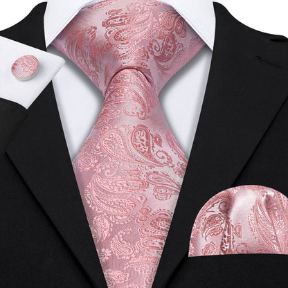 Coral Paisley XL Tie, Pocket Square and Cufflinks tie sets    - Sophisticated Gentlemen