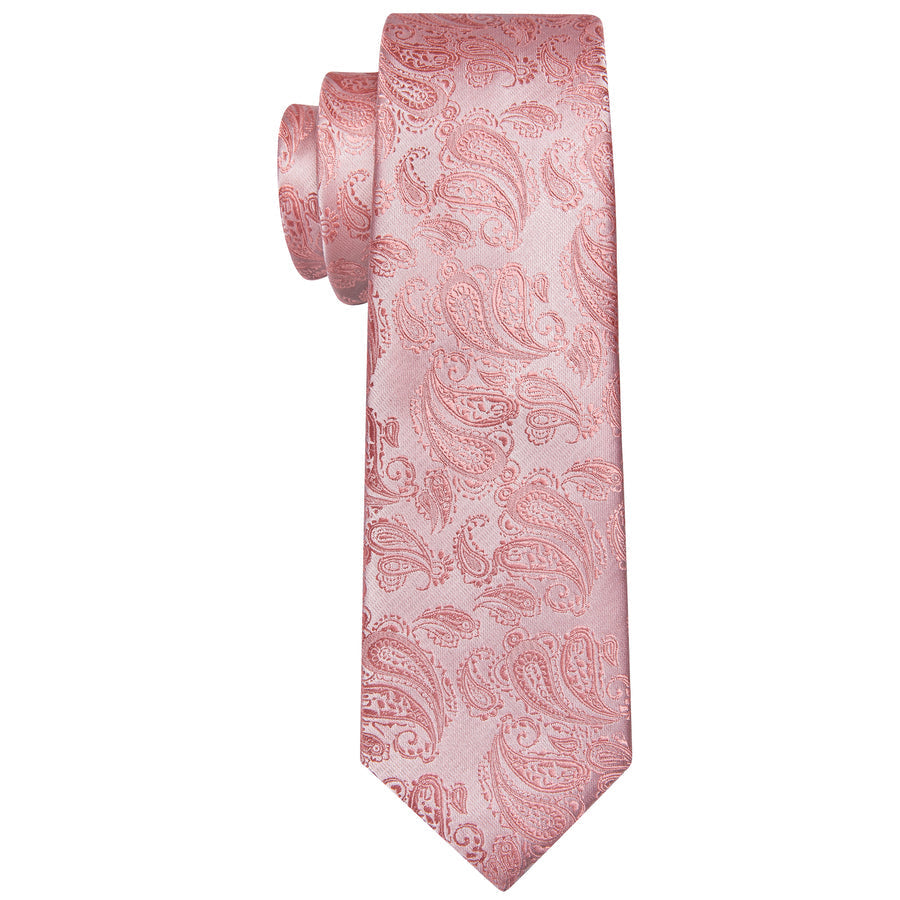 Coral Paisley XL Tie, Pocket Square and Cufflinks tie sets    - Sophisticated Gentlemen