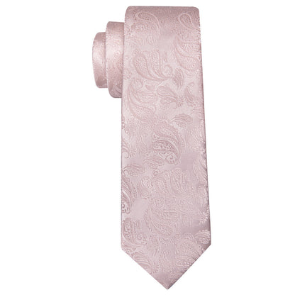 Light Pink Paisley XL Tie, Pocket Square and Cufflinks tie sets    - Sophisticated Gentlemen