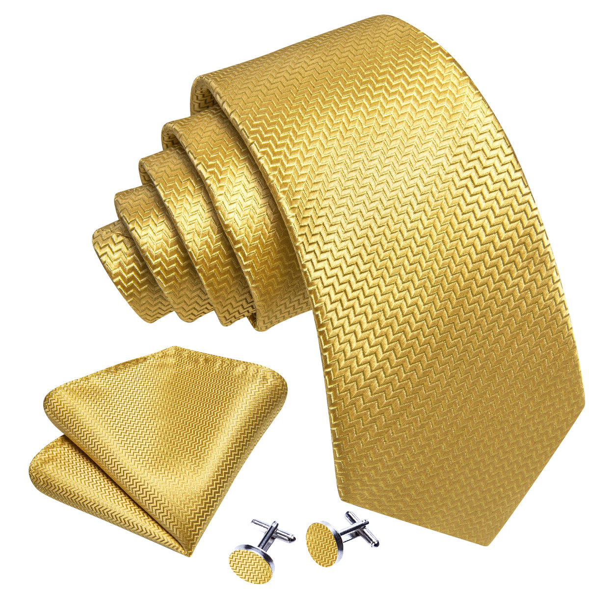 Golden Blocks Tie, Pocket Square and Cufflinks tie sets    - Sophisticated Gentlemen