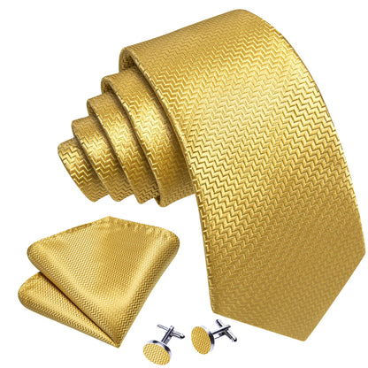Golden Blocks Tie, Pocket Square and Cufflinks tie sets    - Sophisticated Gentlemen