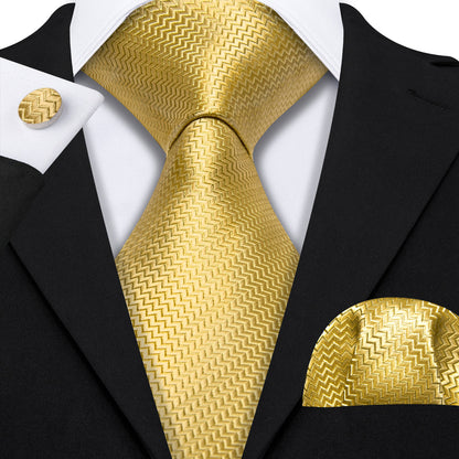 Golden Blocks Tie, Pocket Square and Cufflinks tie sets    - Sophisticated Gentlemen