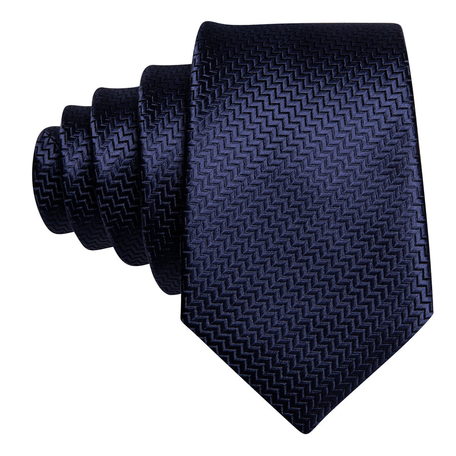 Navy Blue Silk XL Tie, Pocket Square and Cufflinks tie sets    - Sophisticated Gentlemen