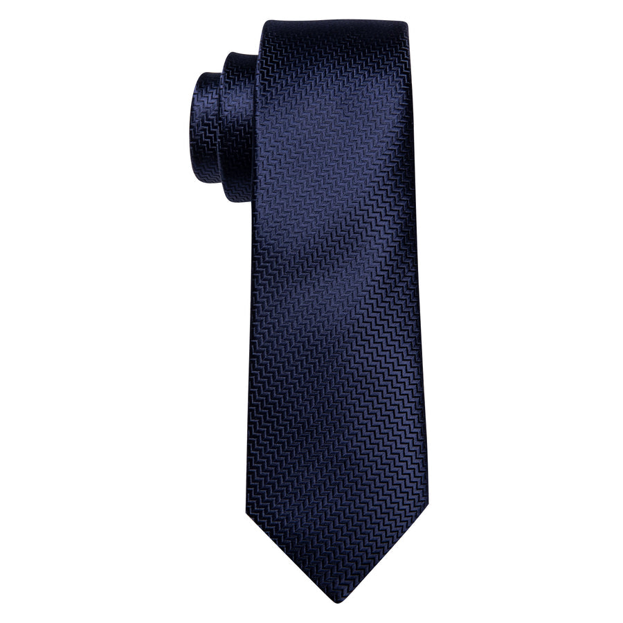Navy Blue Silk XL Tie, Pocket Square and Cufflinks tie sets    - Sophisticated Gentlemen
