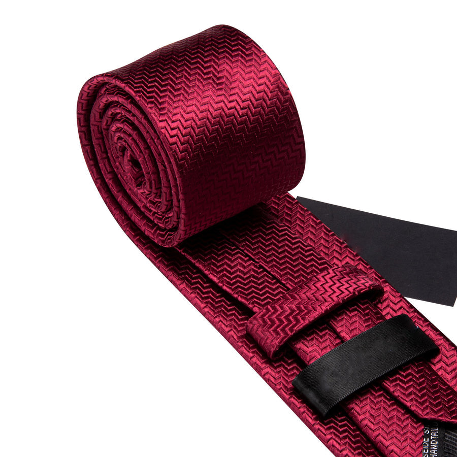 Red Ornament XL Tie, Pocket Square and Cufflinks tie sets    - Sophisticated Gentlemen