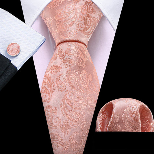Rose Pink Paisley XL Tie, Pocket Square and Cufflinks tie sets    - Sophisticated Gentlemen