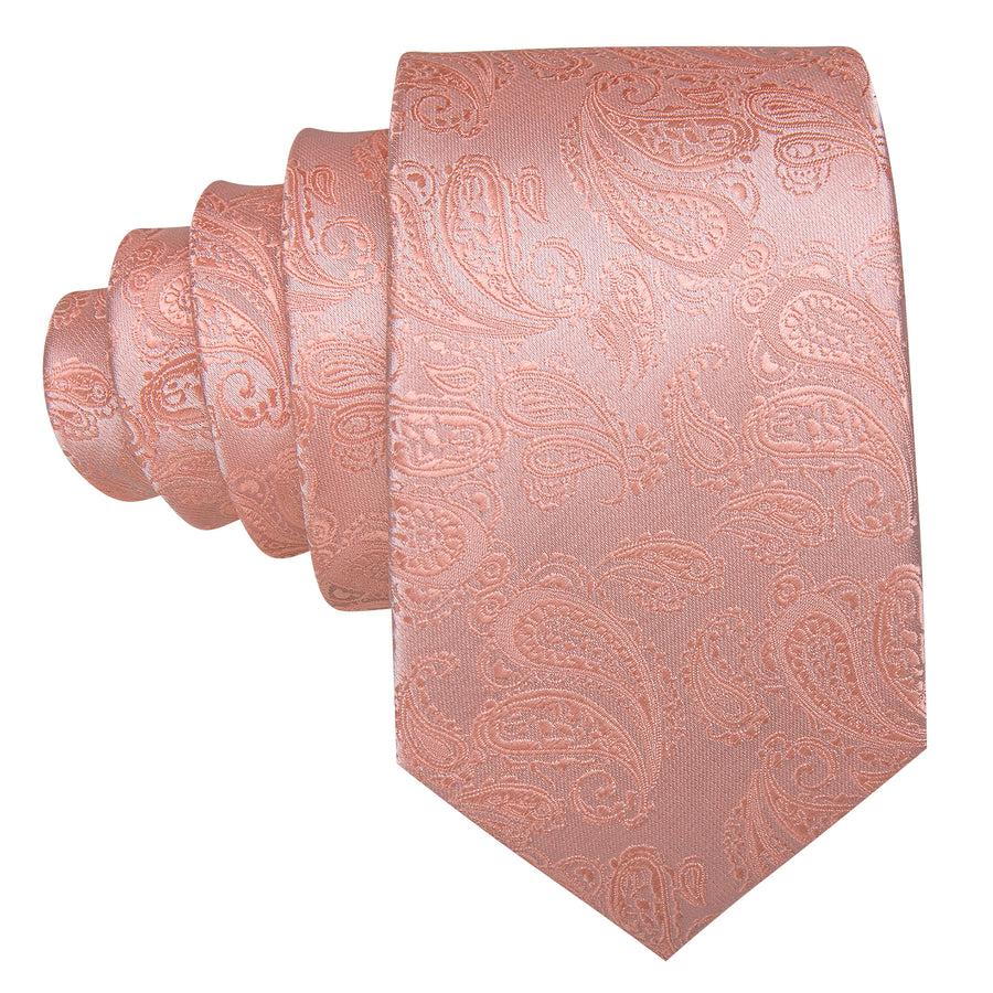 Rose Pink Paisley XL Tie, Pocket Square and Cufflinks tie sets    - Sophisticated Gentlemen
