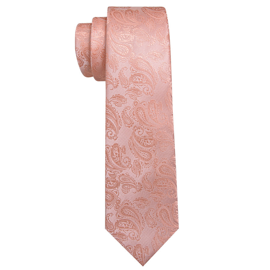Rose Pink Paisley XL Tie, Pocket Square and Cufflinks tie sets    - Sophisticated Gentlemen