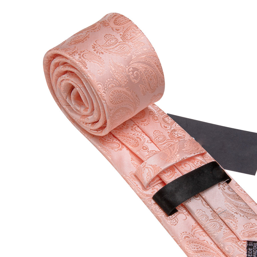 Rose Pink Paisley XL Tie, Pocket Square and Cufflinks tie sets    - Sophisticated Gentlemen