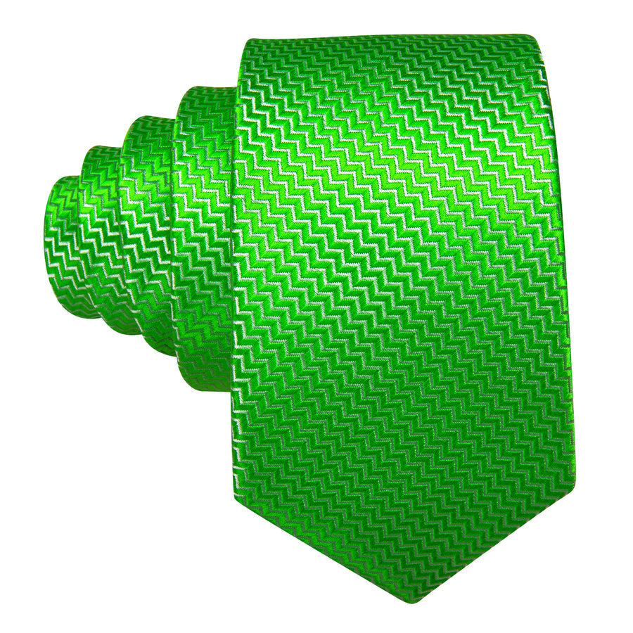 Lime Green Ornament XL Tie, Pocket Square and Cufflinks tie sets    - Sophisticated Gentlemen