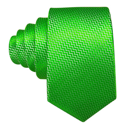 Lime Green Ornament XL Tie, Pocket Square and Cufflinks tie sets    - Sophisticated Gentlemen