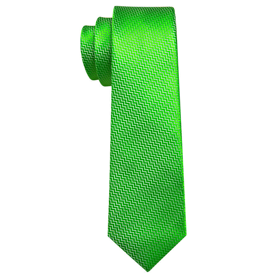 Lime Green Ornament XL Tie, Pocket Square and Cufflinks tie sets    - Sophisticated Gentlemen