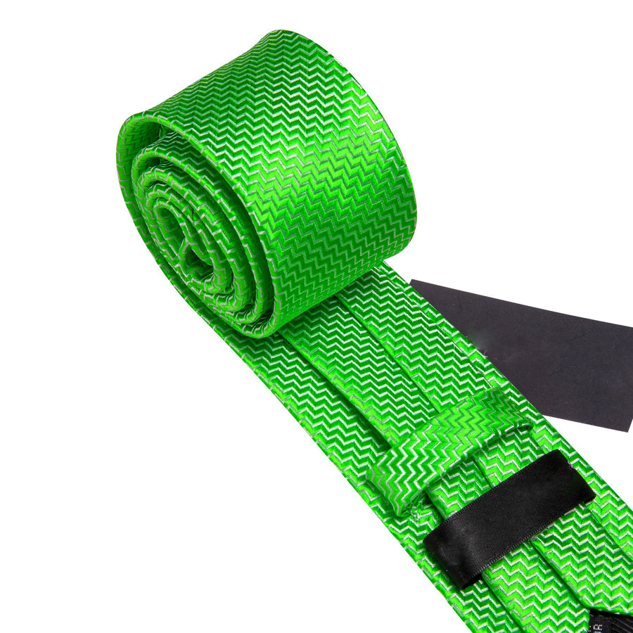 Lime Green Ornament XL Tie, Pocket Square and Cufflinks tie sets    - Sophisticated Gentlemen