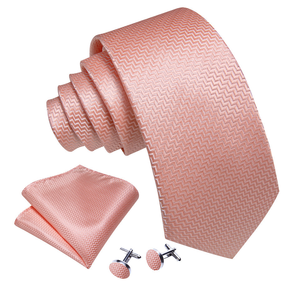 Pastel Pink Ornament XL Tie, Pocket Square and Cufflinks tie sets    - Sophisticated Gentlemen
