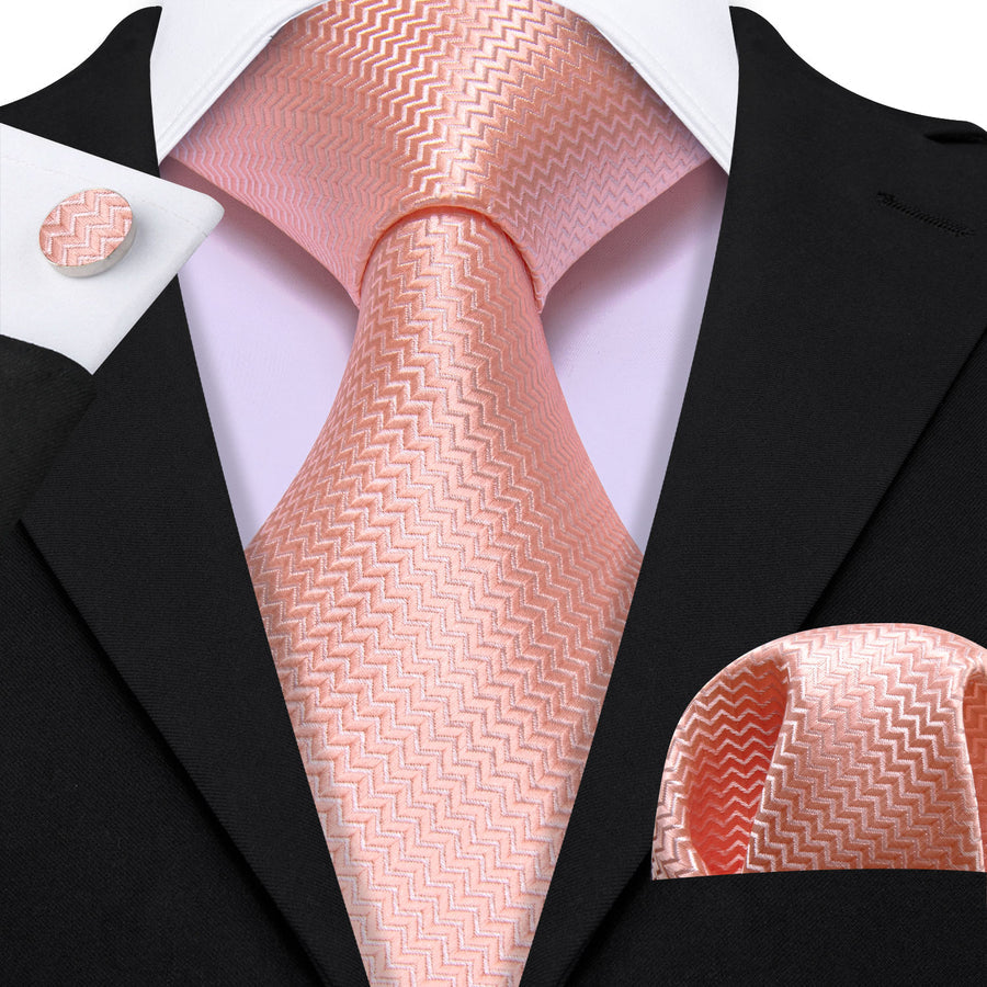 Pastel Pink Ornament XL Tie, Pocket Square and Cufflinks tie sets    - Sophisticated Gentlemen