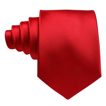 Red Solid Silk Satin Tie, Pocket Square and Cufflinks Set tie sets    - Sophisticated Gentlemen