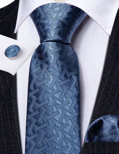 Acid Blue Solid Tie, Pocket Square and Cufflinks Set tie sets    - Sophisticated Gentlemen